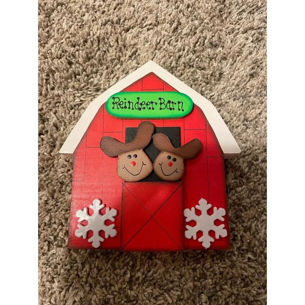 Christmas Standing Wood Houses Whimsical Handpainted Decor Xmas - Picture 2 of 9